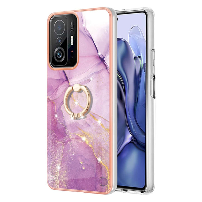 Electroplating Marble Pattern TPU Phone Case with Ring