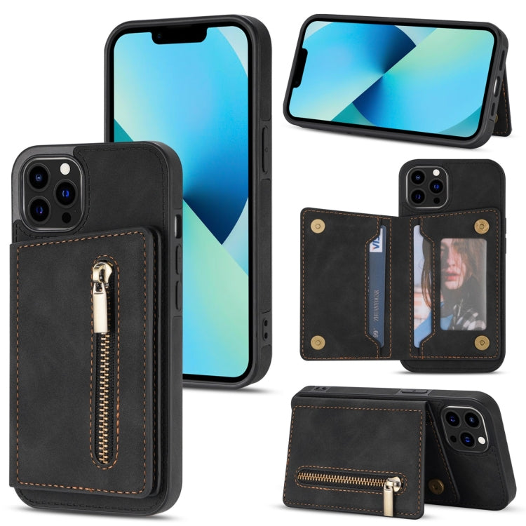 Zipper Card Holder Phone Case, For iPhone 13 mini, For iPhone 13, For iPhone 13 Pro, For iPhone 13 Pro Max