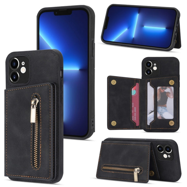 Zipper Card Holder Phone Case, For iPhone 12, For iPhone 12 Pro Max, For iPhone 11, For iPhone 11 Pro