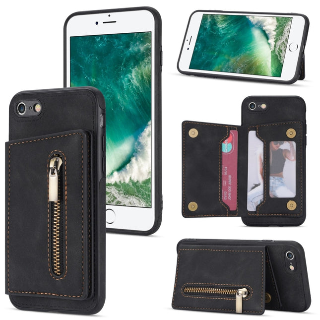 Zipper Card Holder Phone Case, For iPhone SE 2022 / 2020 / 8 / 7, For iPhone 8 Plus / 7 Plus, For iPhone 12 Pro, For iPhone 12 mini