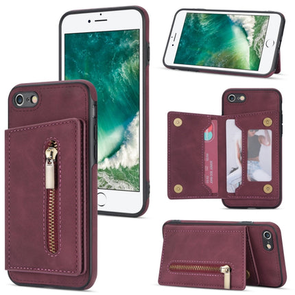 Zipper Card Holder Phone Case, For iPhone SE 2022 / 2020 / 8 / 7, For iPhone 8 Plus / 7 Plus, For iPhone 12 Pro, For iPhone 12 mini