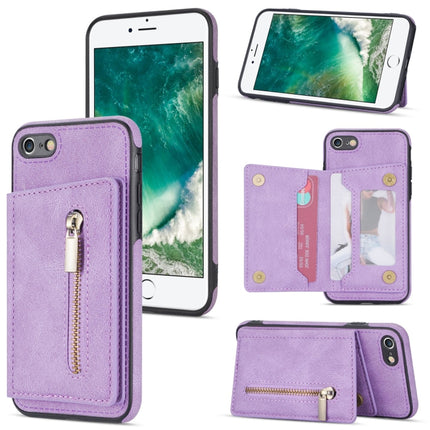 Zipper Card Holder Phone Case, For iPhone SE 2022 / 2020 / 8 / 7, For iPhone 8 Plus / 7 Plus, For iPhone 12 Pro, For iPhone 12 mini