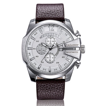 CAGARNY 6839 Irregular Large Dial Leather Band Quartz Sports Watch For Men