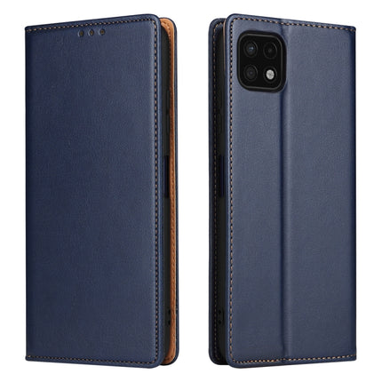 Fierre Shann PU Genuine Leather Texture Leather Phone Case, For Samsung Galaxy A22 5G
