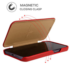 Fierre Shann Magnetic Genuine Leather Phone Case, For iPhone 13 mini, For iPhone 13, For iPhone 13 Pro, For iPhone 13 Pro Max