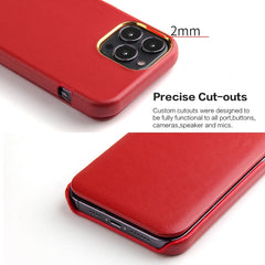 Fierre Shann Magnetic Genuine Leather Phone Case, For iPhone 13 mini, For iPhone 13, For iPhone 13 Pro, For iPhone 13 Pro Max