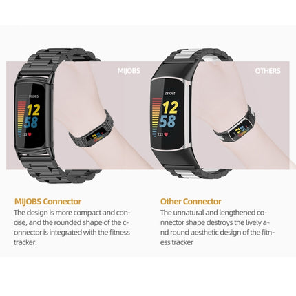 Mijobs Stainless Steel Metal Watch Band, For Fitbit Charge5