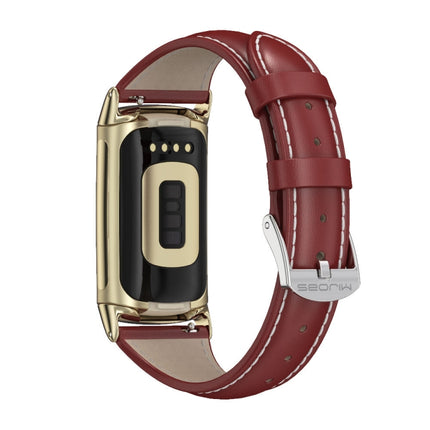 Mijobs Genuine Leather Slim Watch Band, For Fitbit Charge5