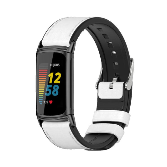 Mijobs TPU + Leather Watch Band, For Fitbit Charge5