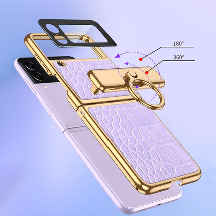 GKK Integrated Plating + Leather Flip Phone Case, For Samsung Galaxy Z Flip3 5G