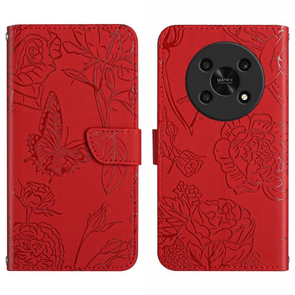 Skin Feel Butterfly Peony Embossed Leather Phone Case, For Honor Magic4 Lite 5G, For Honor X8, For Motorola Moto G82