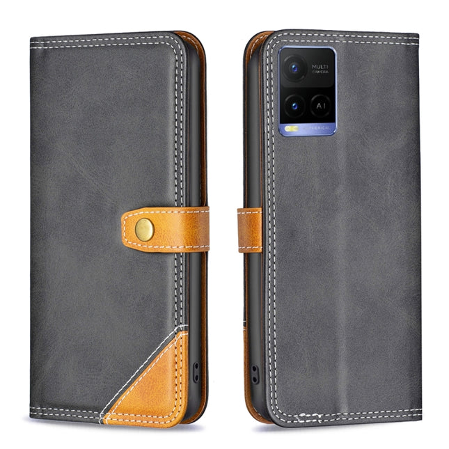 Color Matching Double Sewing Thread Leather Phone Case, For vivo Y21