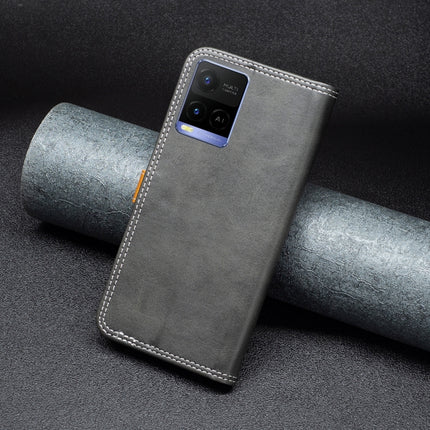 Color Matching Double Sewing Thread Leather Phone Case, For vivo Y21