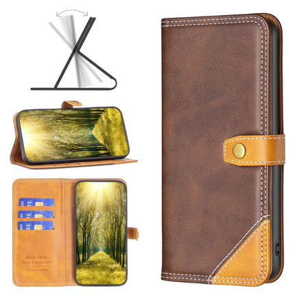 Color Matching Double Sewing Thread Leather Phone Case, For vivo Y21