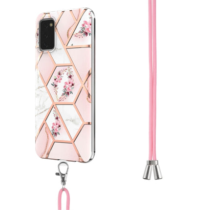 Splicing Marble Flower Pattern TPU Phone Case with Lanyard, For Samsung Galaxy A03s EU Version, For Samsung Galaxy A13 4G, For Samsung Galaxy A23 5G / 4G, For Samsung Galaxy A33 5G, For Samsung Galaxy A53 5G