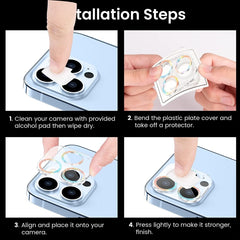 Película de lente de cámara de vidrio templado con anillo de purpurina, para iPhone 13, para iPhone 13 Pro / 13 Pro Max, para iPhone 12 mini / 11, para iPhone 12 Pro, para iPhone 11 Pro / 11 Pro Max