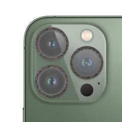 Película de lente de cámara de vidrio templado con anillo de purpurina, para iPhone 13, para iPhone 13 Pro / 13 Pro Max, para iPhone 12 mini / 11, para iPhone 12 Pro, para iPhone 11 Pro / 11 Pro Max