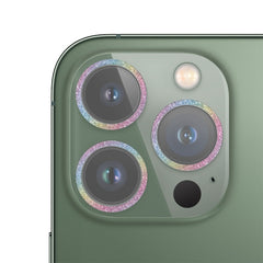 Película de lente de cámara de vidrio templado con anillo de purpurina, para iPhone 13, para iPhone 13 Pro / 13 Pro Max, para iPhone 12 mini / 11, para iPhone 12 Pro, para iPhone 11 Pro / 11 Pro Max