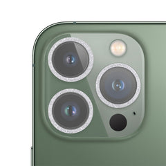 Película de lente de cámara de vidrio templado con anillo de purpurina, para iPhone 13, para iPhone 13 Pro / 13 Pro Max, para iPhone 12 mini / 11, para iPhone 12 Pro, para iPhone 11 Pro / 11 Pro Max