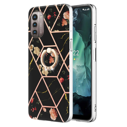 Splicing Marble Flower Pattern TPU Ring Holder Case, For Nokia G20 / G10, For Nokia G21 / G11, For OnePlus Nord N20 5G