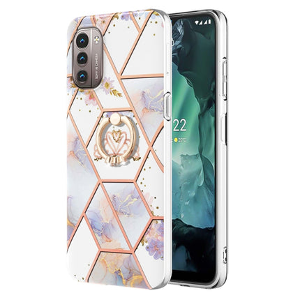 Splicing Marble Flower Pattern TPU Ring Holder Case, For Nokia G20 / G10, For Nokia G21 / G11, For OnePlus Nord N20 5G