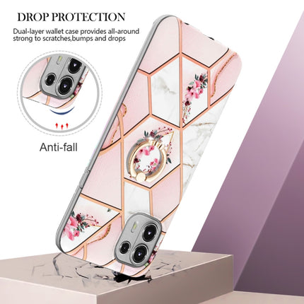 Splicing Marble Flower Pattern TPU Ring Holder Case, For Motorola Edge 20 Lite, For Motorola Edge 20 Pro