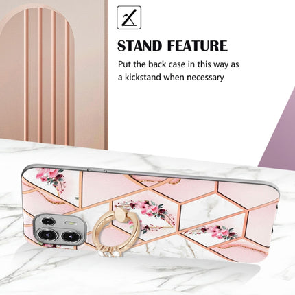 Splicing Marble Flower Pattern TPU Ring Holder Case, For Motorola Edge 20 Lite, For Motorola Edge 20 Pro