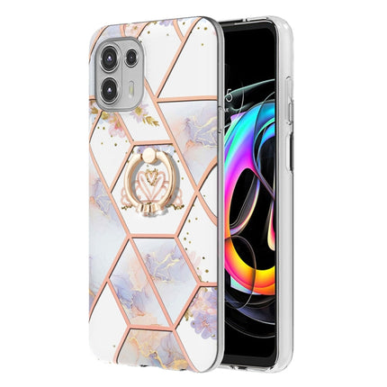 Splicing Marble Flower Pattern TPU Ring Holder Case, For Motorola Edge 20 Lite, For Motorola Edge 20 Pro
