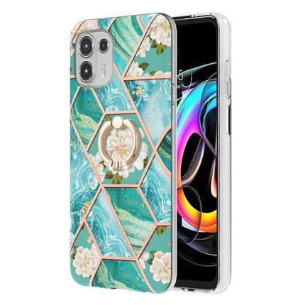 Splicing Marble Flower Pattern TPU Ring Holder Case, For Motorola Edge 20 Lite, For Motorola Edge 20 Pro