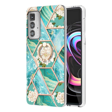 Splicing Marble Flower Pattern TPU Ring Holder Case, For Motorola Edge 20 Lite, For Motorola Edge 20 Pro