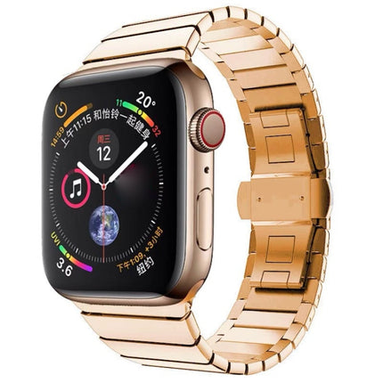 One-bead Steel Butterfly Buckle Watch Band For Apple Watch Series, For Apple Watch Series 8&7 41mm, For Apple Watch Ultra 49mm / Series 8&7 45mm, 7 41mm / 6&SE&5&4 40mm / 3&2&1 38mm, 7 45mm / 6&SE&5&4 44mm / 3&2&1 42mm