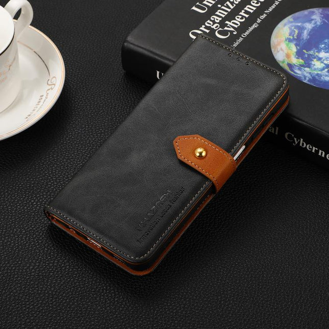 KHAZNEH Dual-color Cowhide Texture Flip Leather Phone Case, For iPhone 17 Pro Max, For iPhone 17 Pro, For iPhone 17, For iPhone Air, For iPhone 16e, For iPhone 16 Pro Max
