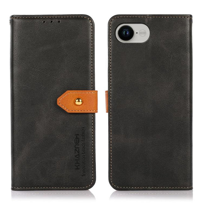 KHAZNEH Dual-color Cowhide Texture Flip Leather Phone Case, For iPhone 17e / 16e, For iPhone 17 Pro Max, For iPhone 17 Pro, For iPhone 17, For iPhone Air, For iPhone 16 Pro Max