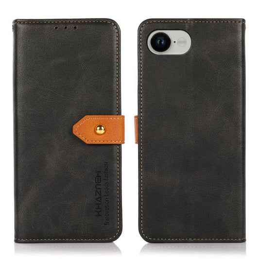 KHAZNEH Dual-color Cowhide Texture Flip Leather Phone Case, For iPhone 16e, For iPhone 16 Pro Max, For iPhone 16 Pro, For iPhone 16 Plus, For iPhone 16, For iPhone 15 Pro Max