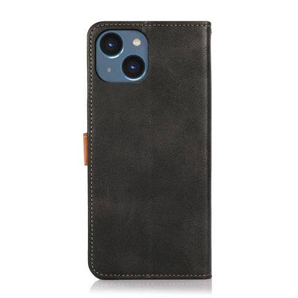 KHAZNEH Dual-color Cowhide Texture Flip Leather Phone Case, For iPhone 15, For iPhone 14 Plus, For iPhone 14, For iPhone 14 Pro, For iPhone 14 Pro Max
