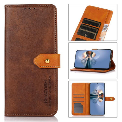 KHAZNEH Dual-color Cowhide Texture Flip Leather Phone Case, For iPhone 15, For iPhone 14 Plus, For iPhone 14, For iPhone 14 Pro, For iPhone 14 Pro Max