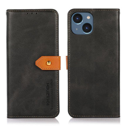 KHAZNEH Dual-color Cowhide Texture Flip Leather Phone Case, For iPhone 15, For iPhone 14 Plus, For iPhone 14, For iPhone 14 Pro, For iPhone 14 Pro Max