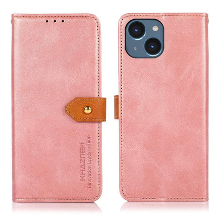 KHAZNEH Dual-color Cowhide Texture Flip Leather Phone Case, For iPhone 15, For iPhone 14 Plus, For iPhone 14, For iPhone 14 Pro, For iPhone 14 Pro Max