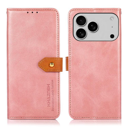 KHAZNEH Dual-color Cowhide Texture Flip Leather Phone Case, For iPhone 15, For iPhone 14 Plus, For iPhone 14, For iPhone 14 Pro, For iPhone 14 Pro Max