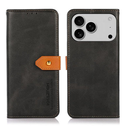 KHAZNEH Dual-color Cowhide Texture Flip Leather Phone Case, For iPhone 15, For iPhone 14 Plus, For iPhone 14, For iPhone 14 Pro, For iPhone 14 Pro Max