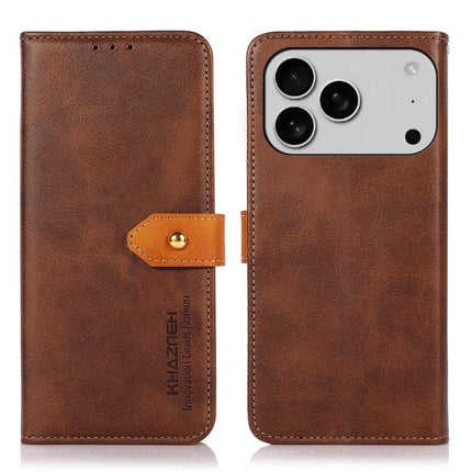 KHAZNEH Dual-color Cowhide Texture Flip Leather Phone Case, For iPhone 15, For iPhone 14 Max, For iPhone 14, For iPhone 14 Pro, For iPhone 14 Pro Max