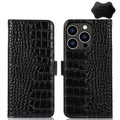 Crocodile Top Layer Cowhide Leather Phone Case, For iPhone 14 Plus, For iPhone 14 Pro Max, For iPhone 14 Pro, For iPhone 14