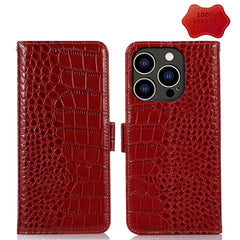 Crocodile Top Layer Cowhide Leather Phone Case, For iPhone 14 Plus, For iPhone 14 Pro Max, For iPhone 14 Pro, For iPhone 14