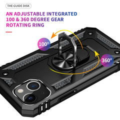 Funda para teléfono con soporte de anillo de TPU + PC a prueba de golpes, para iPhone 14, para iPhone 14 Plus, para iPhone 14 Pro, para iPhone 14 Pro Max