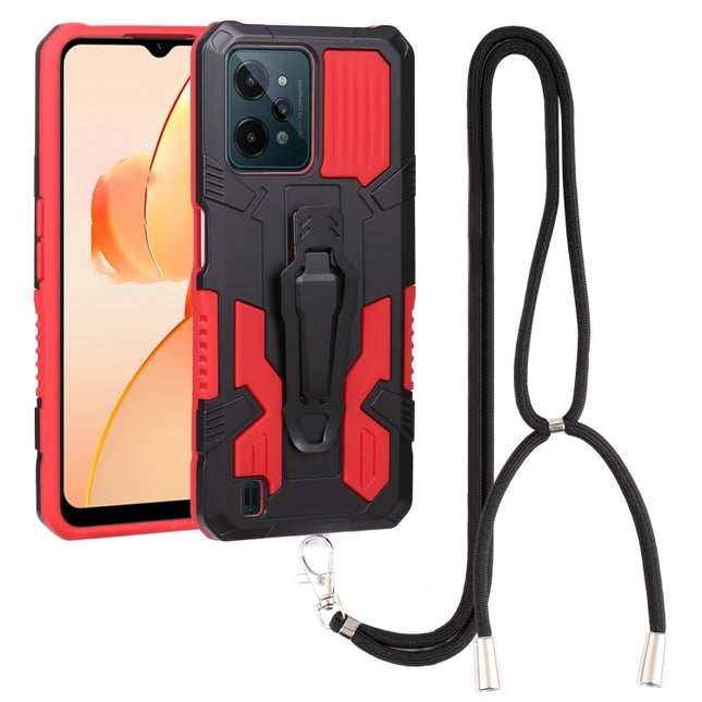 Lanyard Mecha Armor Kickstand PC + TPU Phone Case, For OPPO Realme C31
