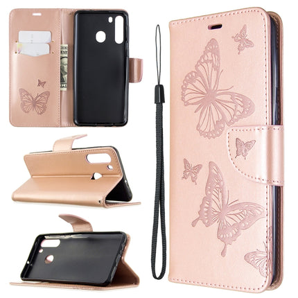 Two Butterflies Embossing Pattern Horizontal Flip Leather Case with Holder & Card Slot & Wallet & Lanyard, For Huawei P40, For Huawei P40 Pro, For Galaxy A01, For Galaxy A21, For Xiaomi Redmi K30