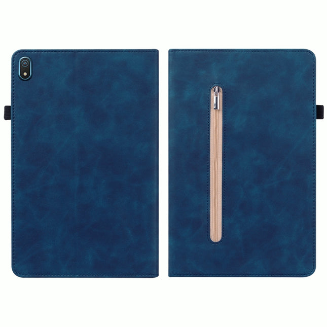 Skin Feel Solid Color Zipper Leather Tablet Case, For Nokia T20 10.4 2021