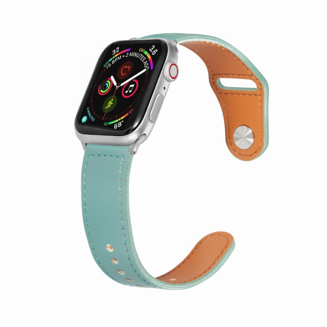 Nail Silver Buckle Leather Watch Band For Apple Watch Series, For Apple Watch Series 9&8&7 41mm / SE 3&SE 2&6&SE&5&4 40mm / 3&2&1 38mm, For Apple Watch Ultra 49mm&Watch Ultra 2 49mm / Series 9&8&7 45mm / SE 3&SE 2&6&SE&5&4 44mm                         ...
