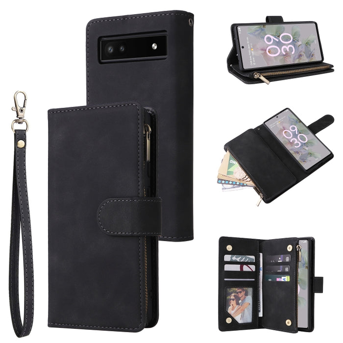 Multifunctional Frosted Zipper Wallet Leather Phone Case, For Google Pixel 6a, For Google Pixel 7 5G, For Google Pixel 7 Pro 5G, For Xiaomi Redmi Note 11 Pro International