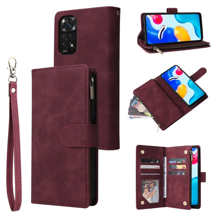 Multifunctional Frosted Zipper Wallet Leather Phone Case, For Xiaomi Redmi Note 11S